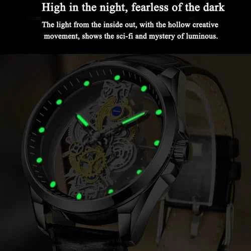 Montre automatique skeleton en acier inoxydable