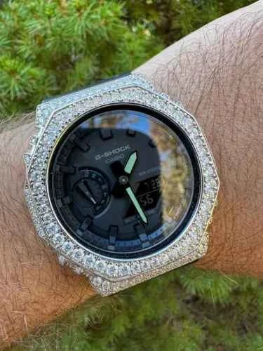 Montre Hip Hop Moissanite 925 Argent G Shock