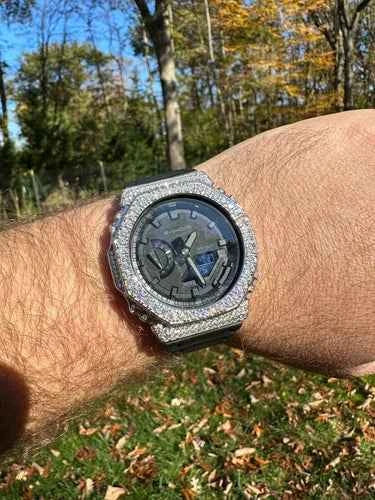 Montre Hip Hop Moissanite 925 Argent G Shock