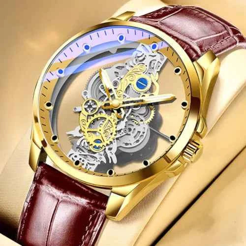 Montre automatique skeleton en acier inoxydable