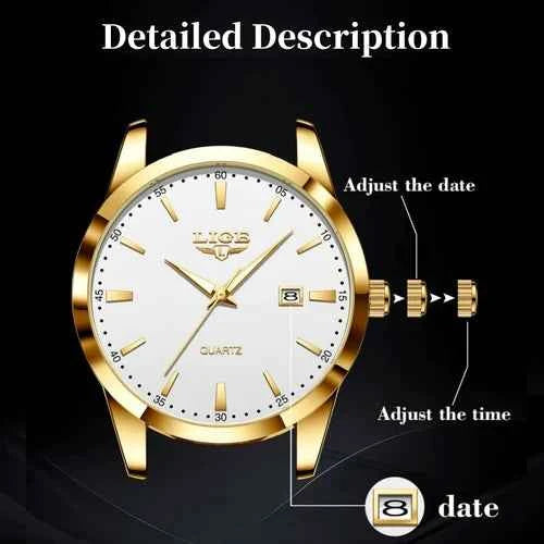 Montre Homme Luxe Étanche Cuir Quartz Lumineuse