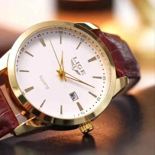 Montre Homme Luxe Étanche Cuir Quartz Lumineuse