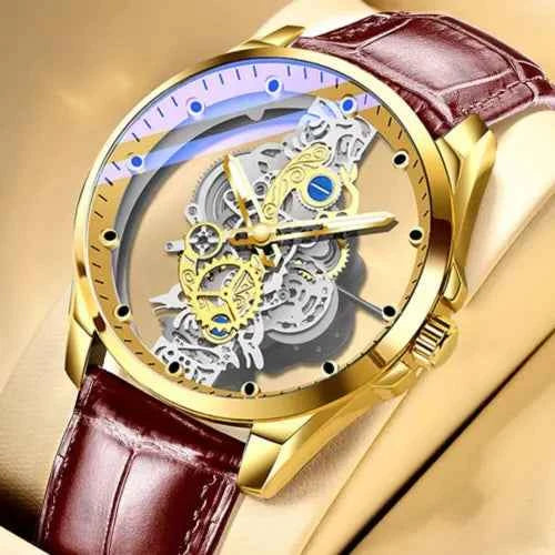 Montre automatique skeleton en acier inoxydable