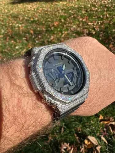 Montre Hip Hop Moissanite 925 Argent G Shock