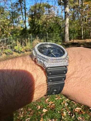 Montre Hip Hop Moissanite 925 Argent G Shock