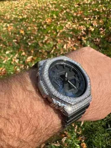 Montre Hip Hop Moissanite 925 Argent G Shock